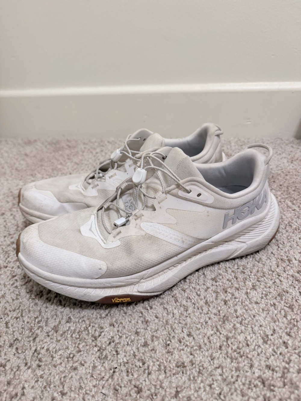Hoka White Light Gray Athletic Running Shoes